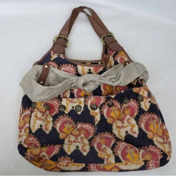 Deux Lux Boho Shoulder Bag Tote Fabric Abstract Floral Multi Colour - Picture 4 of 14
